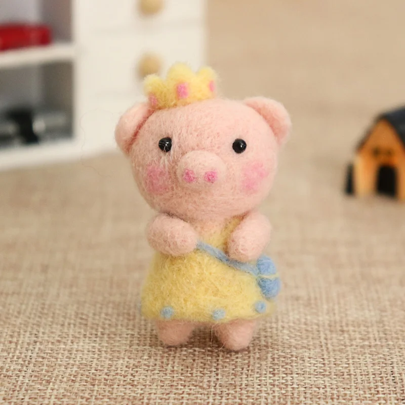 Мода милый поросенок игрушка кукла для детей Дети без готовой DIY ручной работы шерсть иглы Войлок Наборы украшения игрушки животных - Цвет: A0306