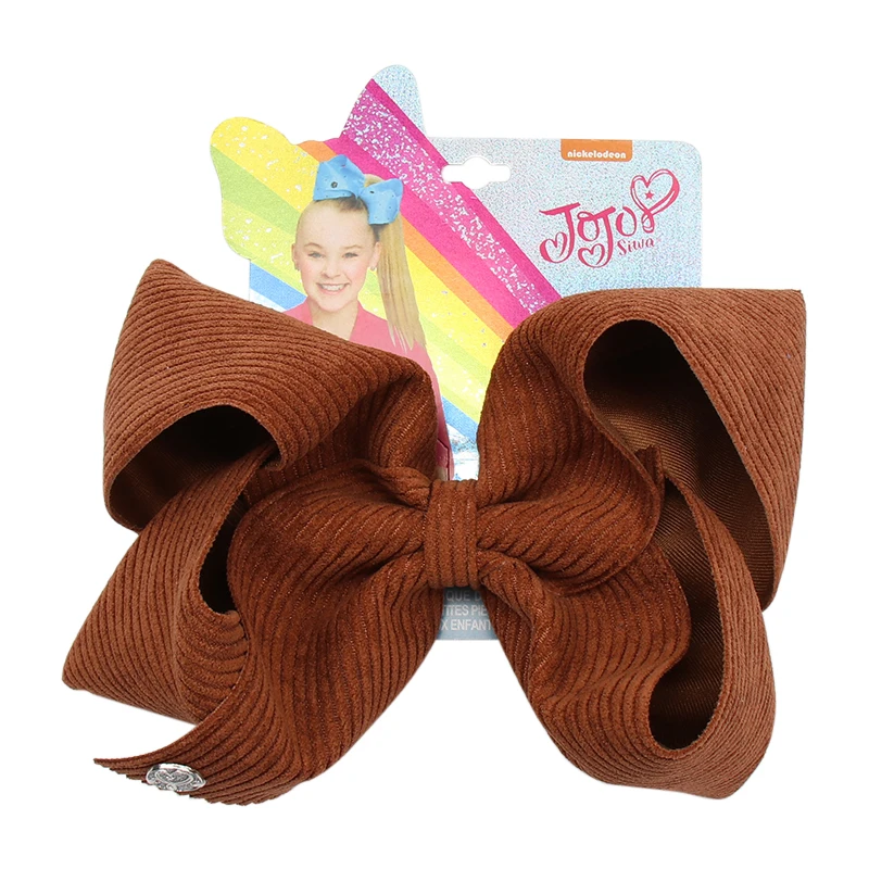 Chipmunk 8 шт./лот 8 ''Jojo Siwa банты для волос для девочек ручной работы JOJO банты вельветовые заколки для волос детские новые модные заколки для волос аксессуары для волос - Цвет: Chipmunk
