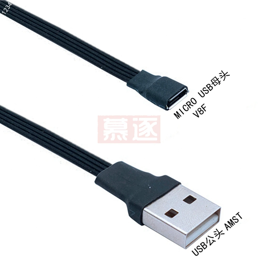 Super Flat flexible Up & Down & Left Right Angled 90 Degree USB Micro USB Male to male Data Charge connector Cable