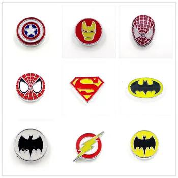 

Super Hero Superman Spiderman USA Captain Iron Man Batman Flash Slide Charms Enamel Slider Beads For 8mm Belt DIY Jewelry Making