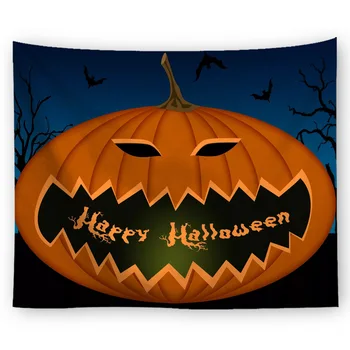 

Halloween Tapestry Ghost Printing Home Wall Decoration Golden Pumpkin Lantern Wall Hanging for Dorm Room Beach Throw