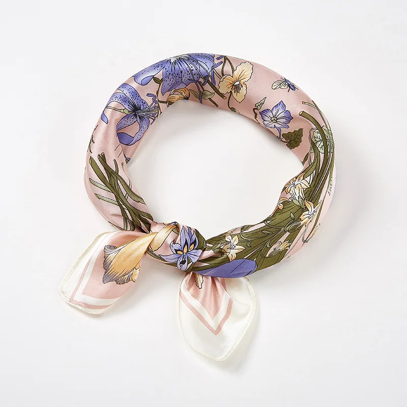 Модный платок цветочный принт шарф для волос для женщин квадратная маленькая сумка шарфы женские 60 см* 60 см Бандана шейный шарф для женщин