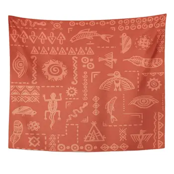 

Ancient Black Abstract South African Ethnic Pattern American Arrow Aztec Home Decor Tapestry Wall Hanging for Living Room
