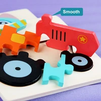 Kids Wooden Toys 3D Wood Puzzle Cartoon Animals Cognitive Jigsaw Puzzle Early Learning Educational Toys For Children Gift 4