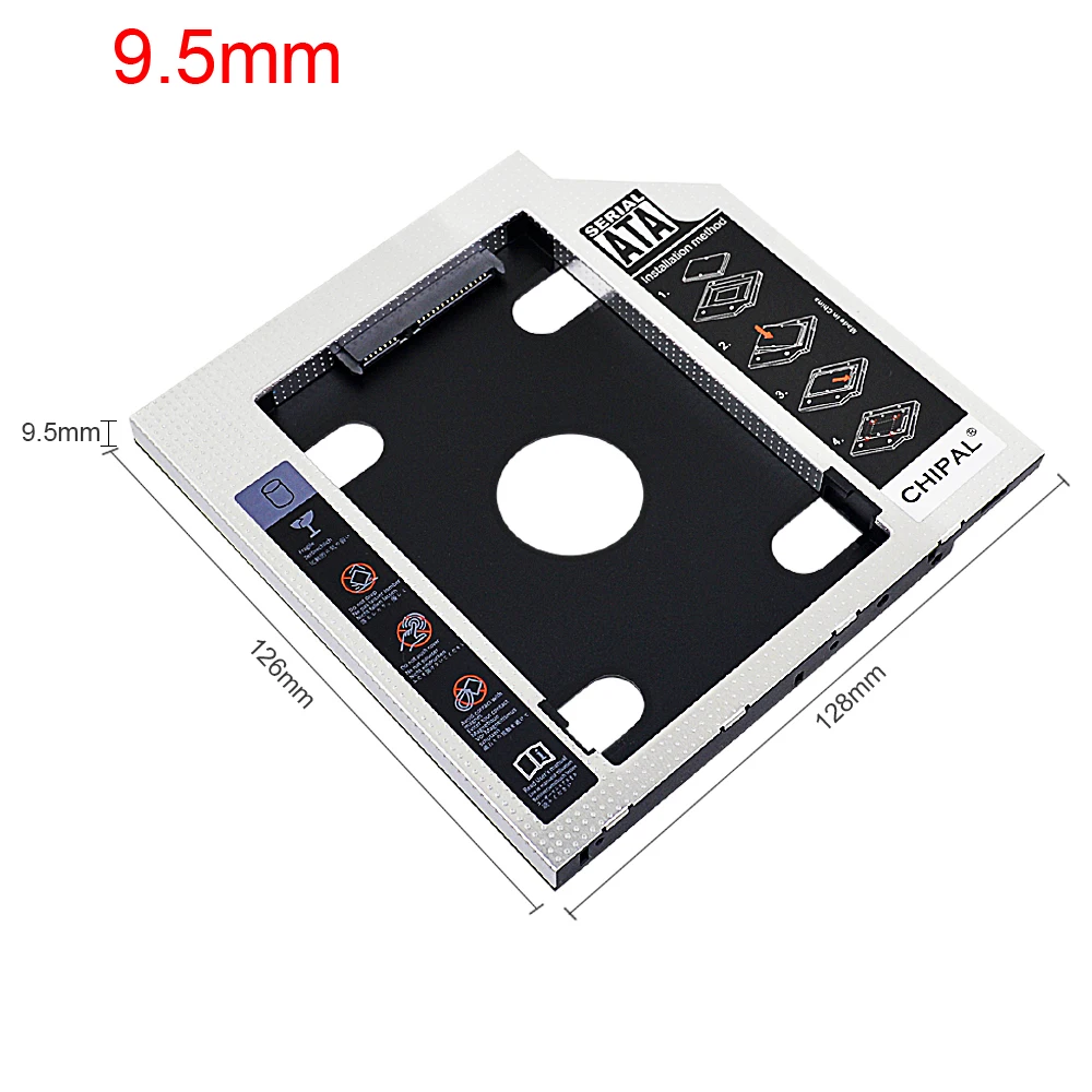 CHIPAL Aluminum Plastic 9.5/12.7mm SATA 3.0 2.5" Universal HDD Caddy Case Enclosure Adapter DVD HDD Hard Box For CD Optibay