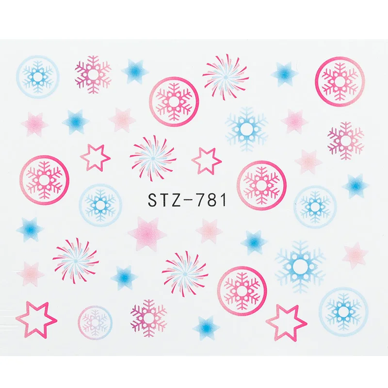 1 лист зимняя снежинка полный обертывания ногтей переводные наклейки воды рождественский стиль Маникюр Наклейка DIY - Цвет: STZ-781