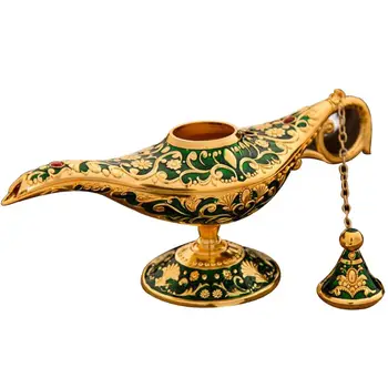 

Metal Carved Aladdin Lamp Light Wishing Magic Genie Teapot Vintage Tea Oil Pot