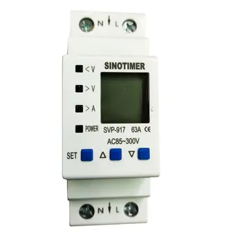 

SINOTIMER 63A 80A Din Rail Adjustable Over Under Voltage Protective Device Current Limit Protection Voltmeter Ammeter Kwh