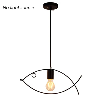 

Fish Frame Loft Iron Dining Room Lighting Fixture Adjustable Length Home Decor Bar Kitchen Island Office Vintage Pendant Light