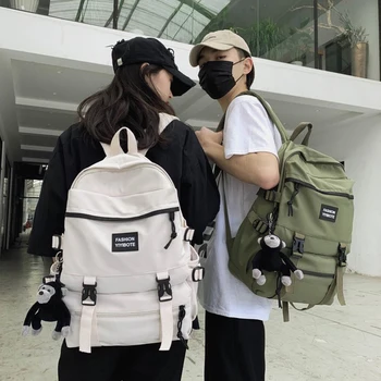 

Trendy Double Shoulder Backpack for Men Women Waterproof Nylon Travel Bag Leisure Large School Backpack for Teenage Girls 2020