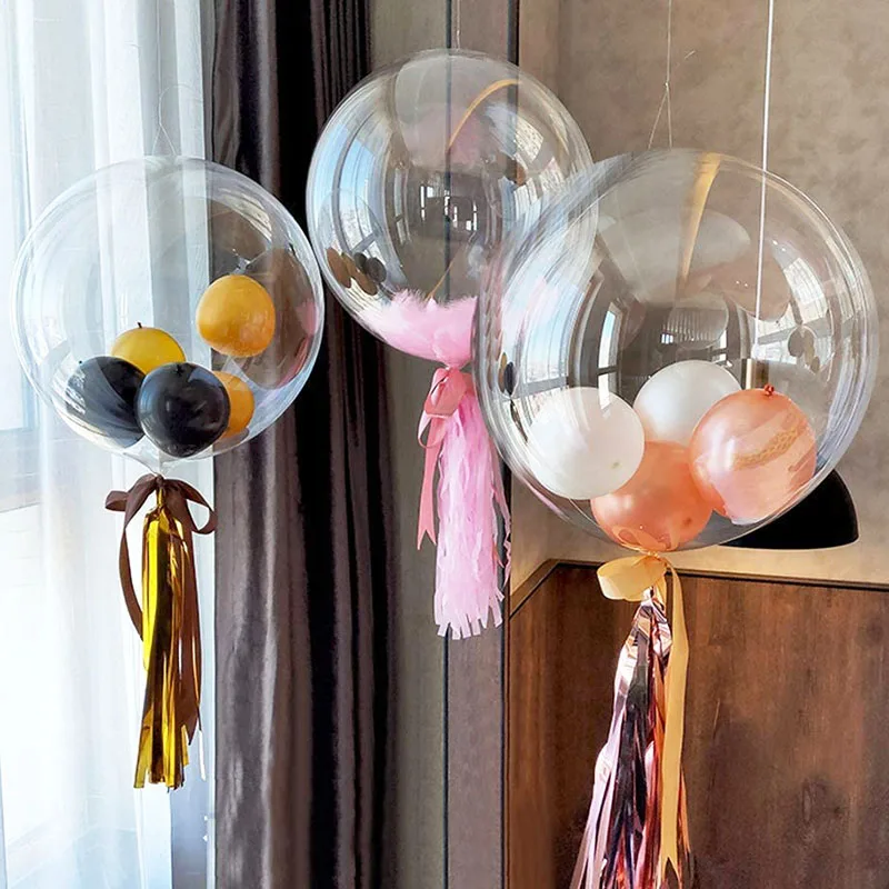 10pcs 10/12/18/20/24 pollici palloncini Bobo Bubble trasparenti luminosi decorazioni per feste di compleanno di nozze di natale palloncini ad elio