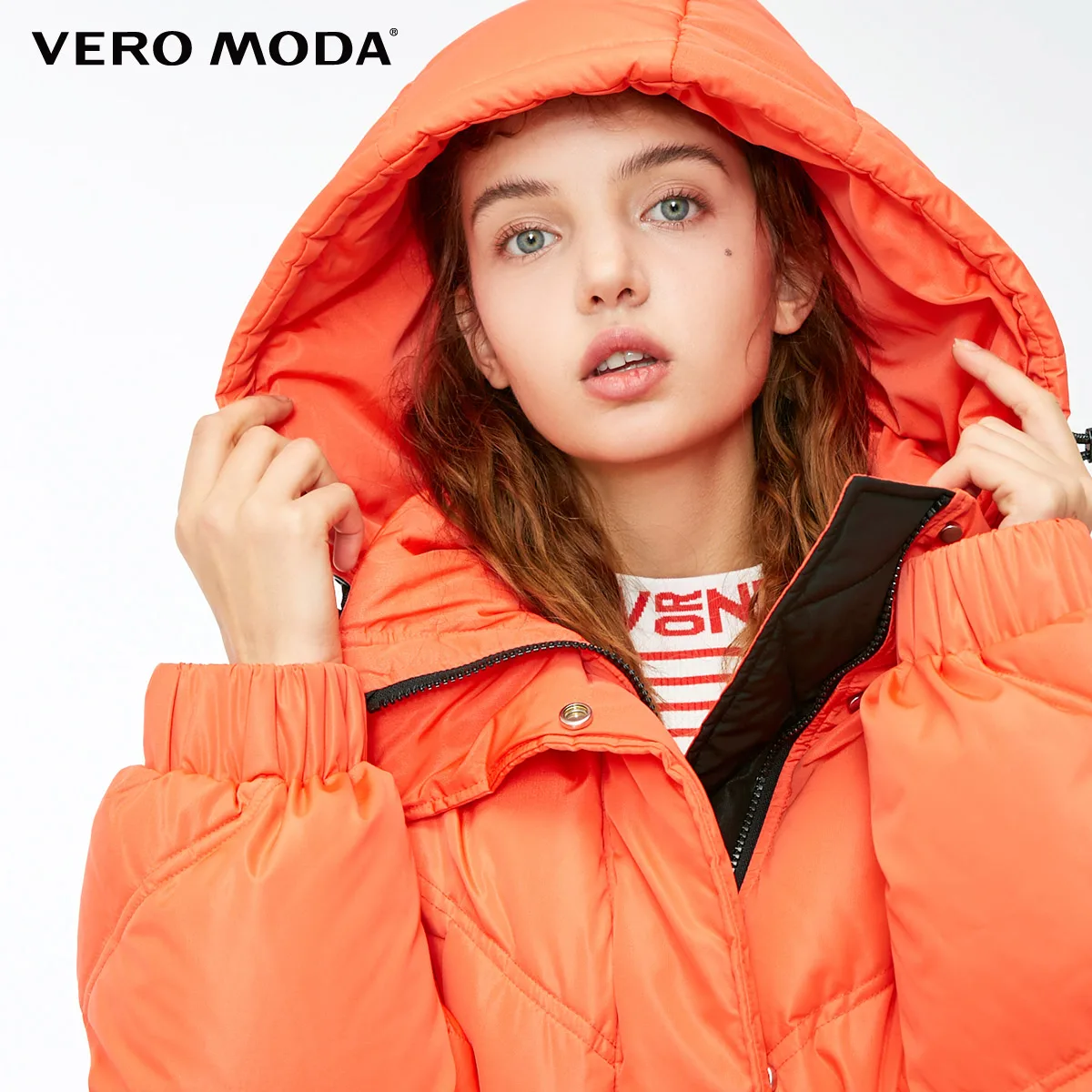 Vero Moda женский ins с капюшоном спущенное плечо шнурок Вниз Куртка парка пальто | 318423503