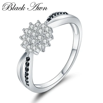 

[SODROV] 925 Sterling Silver Fine Jewelry Trendy Star Engagement Bague Wedding Rings for Women C313
