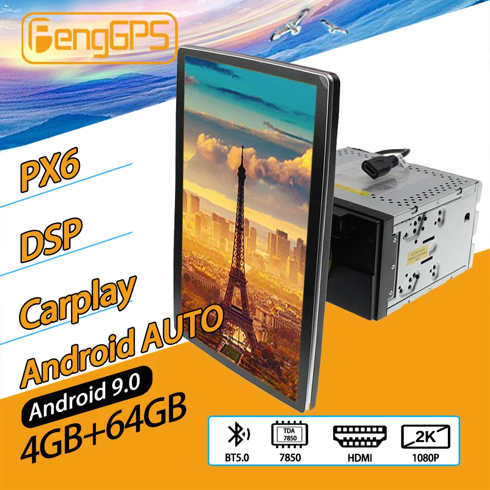 12,8 pulgadas Tesla Autoradio 2 din Android estéreo de coche 2din Radio de coche GPS Android Central Multimedia receptor Universal 4GB 64GB PX6