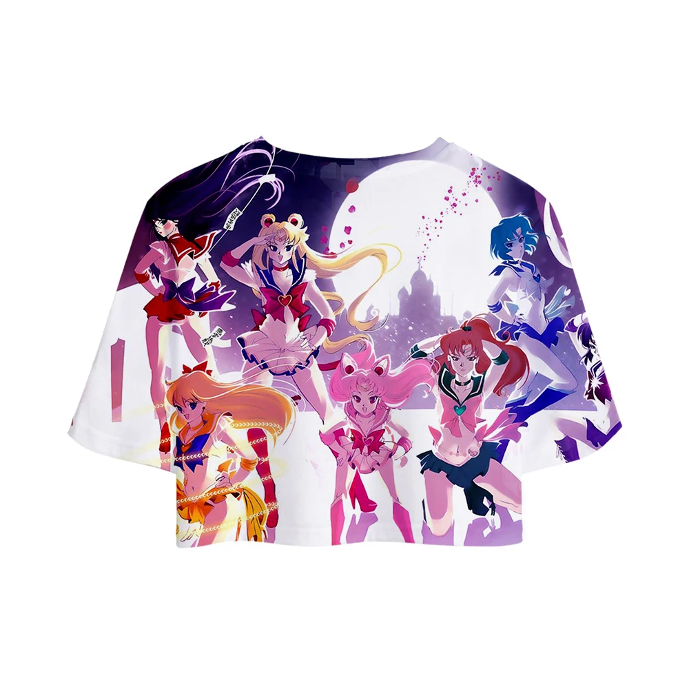 Sailor Moon Dew navel 3D комплекты футболок аниме женский костюм из двух предметов Короткие штаны летняя дышащая кавайная морская одежда с принтом Луны