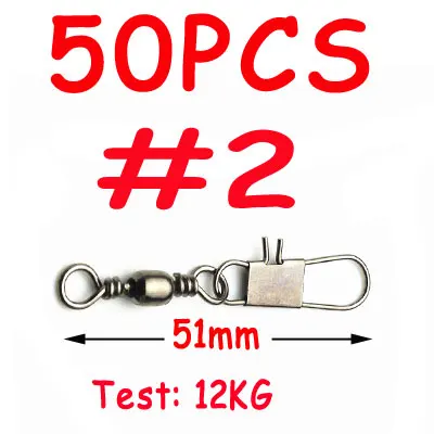 50pcs size 2 50 шт. 12 размеров соленой воды Fising Rigs Разъем аксессуары сплав Медный бочонок поворотный кран с твердым кольцом Блокировка оснастки - Цвет: 50pcs size 2
