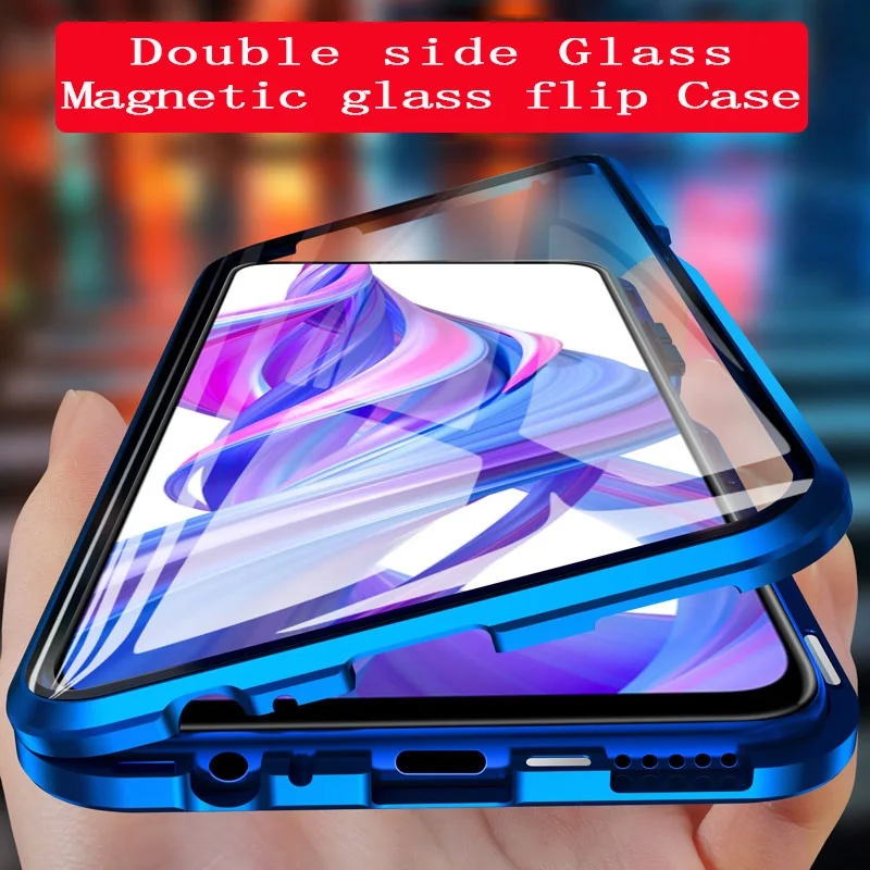 Double side Glass flip case for iPhone 11 pro MAX XR XS Magnetic Adsorption Metal bumper Cases 6 7 8 Plus |