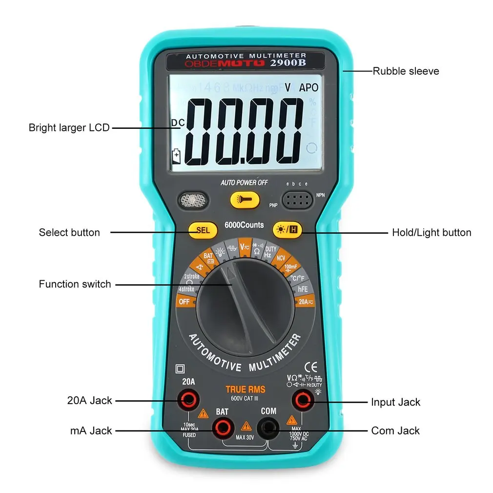 Дисплей Цифровой мультиметр новейший продукт OBDEMOTO 2900A интеллектуальный цифровой мультиметр полный символ дисплей для автомобилей