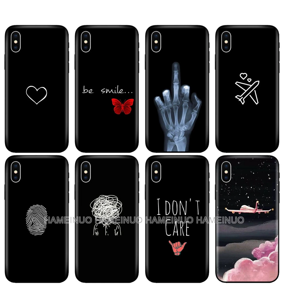 Черный чехол ТПУ для iphone 5 5s se 6 6s 7 8 plus x 10 силиконовый чехол для iphone XR XS 11 pro MAX чехол черный белый простой дизайн