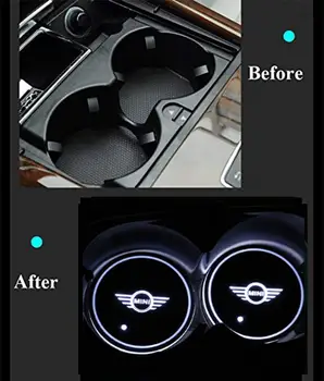 

2pcs Led Car Lights Logo Cup Car Ambient Lights Colorful Coaster For Mini Cooper JCW Countryman F54 F55 F60 R55 R56 R60 R61