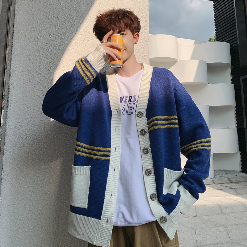 

2019 Winter Men's 4 Color Cashmere Knitting Woolen Sweater Male School Wind Cardigan Loose In Warm High-quality Male Coat M-XL