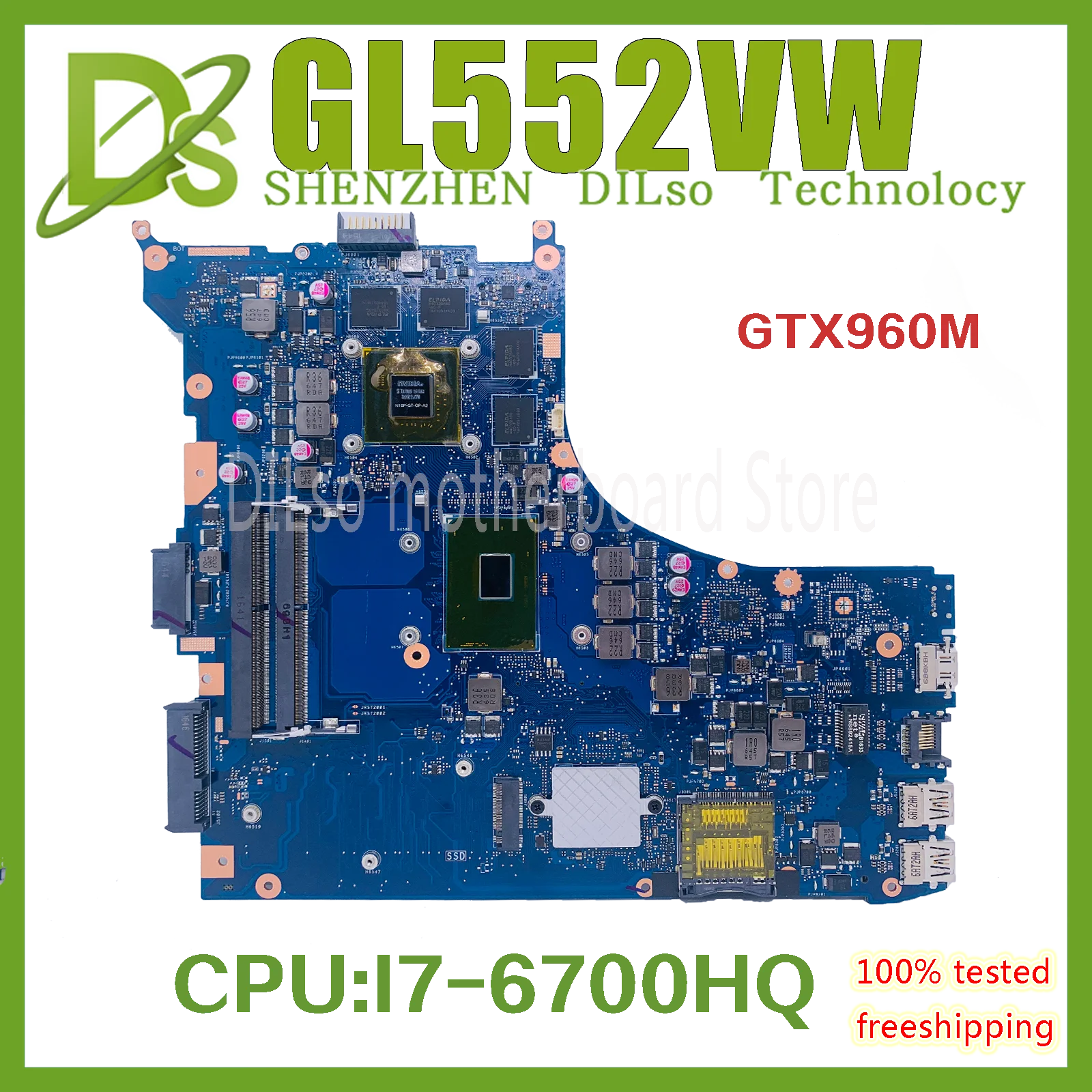 KEFU GL552VW Laptop Motherboard For ASUS ROG GL552VX GL552V ZX50V Mainboard With I7-6700HQ GTX960M 100% Working Well | Компьютеры и