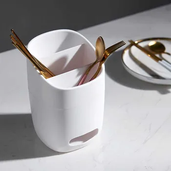 

Stainless Steel Chopsticks Cage Kitchen Utensils Storage Box Letter Printed Fork Spoon Drain Containers Tableware Holder