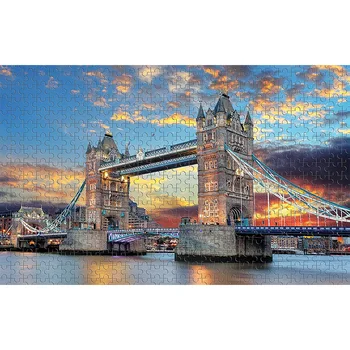 

1000pcs Kids Adults Logic Entertainment Tower Bridge Brain Teaser Educational Game Assembling Picture Travel Portable Jigsaw Toy