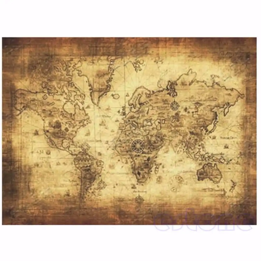 71x51cm Large Vintage Style Retro Paper Poster Globe Old World Map