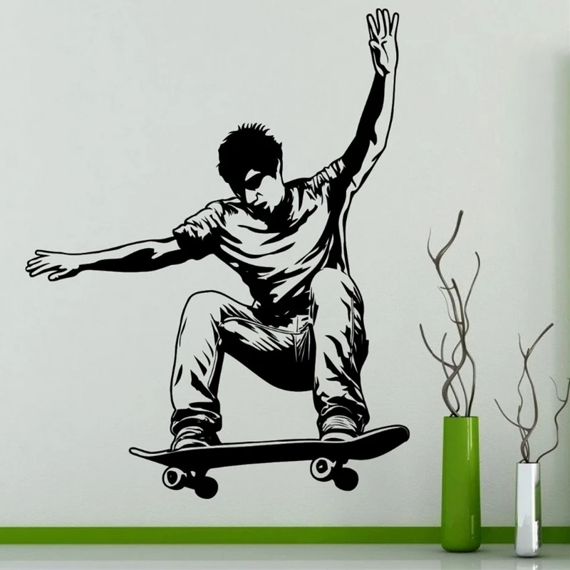 Roller Skating Skate Sticker Skateboard Sports Decal Kids Room Posters Vinyl Pegatina Decor Mural Wall Decals Sticker