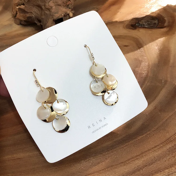 Gold color Корейский, геометрической формы, круглые металлические длинные серьги-кольца для женщин, модные ювелирные изделия, винтажные длинные вафельные металлические серьги - Окраска металла: Gold color