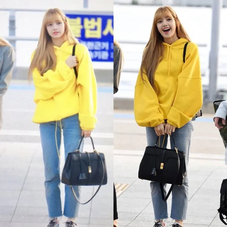 Kpop Blackpink Lisa Новые Осенние теплые толстовки женские корейские уличные бархатные толстовки с капюшоном женские однотонные Топы