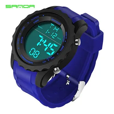 Blue SANDA мужские s цифровые милитари часы наручные часы модные спортивные часы водонепроницаемые мужские наручные часы светодиодный Электронные наручные часы relogio masculino - Цвет: Blue
