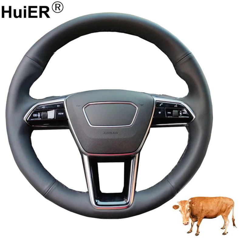 Hand Sewing Car Steering Wheel Cover Braid Top Cow Leather For Audi A6 (C8) Avant Allroad 2018-2019 A7 (K8) S7 2019 | Автомобили и