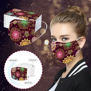 

10/30/100pc Adult's Face Mask Disposable Mouth Cover Santa Fabric Facial Mask Non-woven 3ply Christmas Mascarillas Mask#YL5