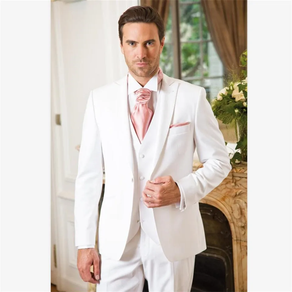 Классический мужской костюм смокинг Noivo Terno Slim Fit Easculino вечерние костюмы для мужчин белые Формальные остроконечные женихи смокинги Gr