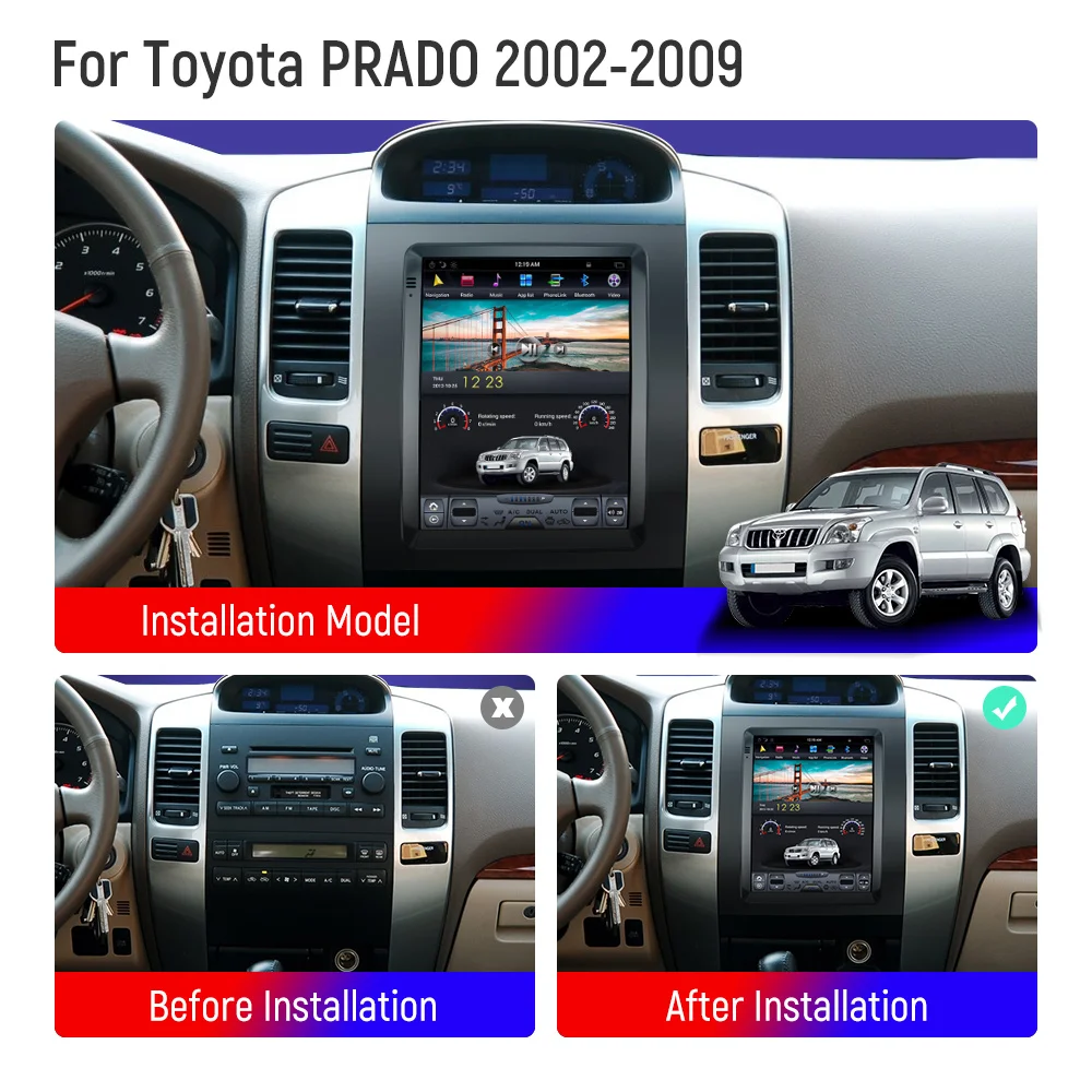 Для Toyota Land Cruiser Prado 120 2002 - 2009 стерео автомобильное радио мультимедийный видеоплеер