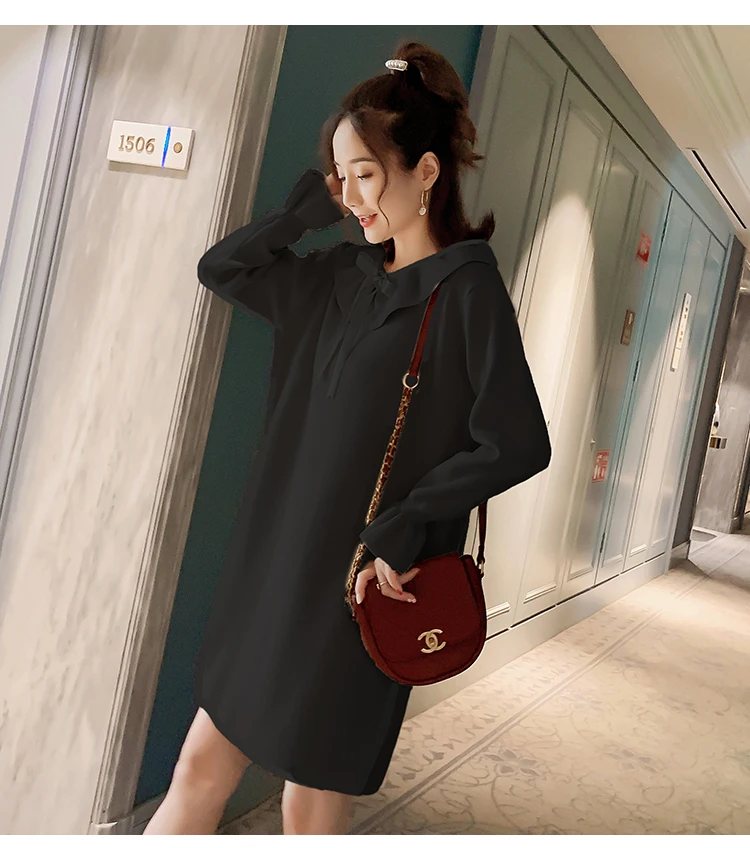 New autumn and winter sweaters knit dress bow sweater skirt large size sweater pregnant women sweater