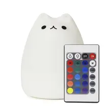 Креативный USB СВЕТОДИОДНЫЙ светильник милый котенок ночной Светильник мягкий силиконовый мультяшный дышащий светодиодный светильник с пультом дистанционного управления 7 цветов