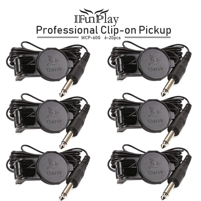 6 шт. Cherub WCP 60G Ukulele адаптеры для акустической гитары Professional Clip on Pickups усилитель с