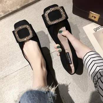 

EOEODOIT Square Crystal Buckle Flats Women Fashion Square Toe Slip On Casual Daily Work Drive Driving Ballet Shoes Weekly Loafer