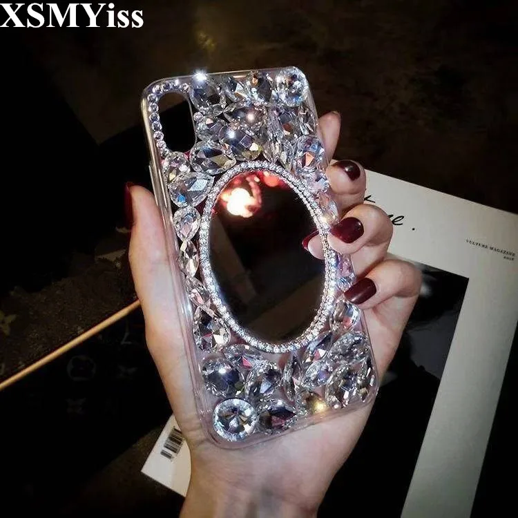 

XSMYiss Phone Cover Case For iphone X XS MAX XR 6 6S 7 8 PLUS Luxury Woman Shiny Bling Crystal Diamond Mirror Phone Cases