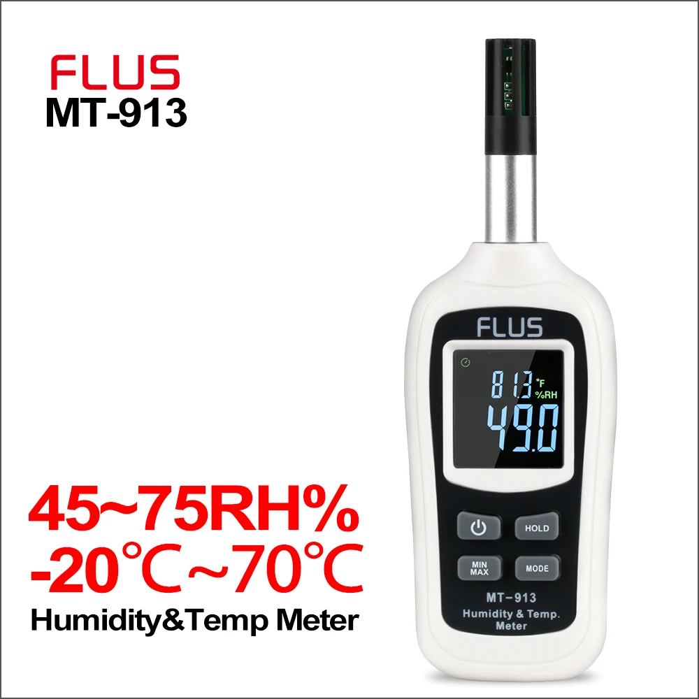 

FLUS Humidity Temperature Thermometer Handheld Portable Digital Non-contact Mini Hygrometer Temperature Meter