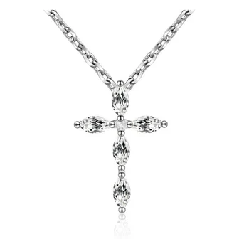 

New Style Korean S925 Cross-shape Necklace Sterling Silve Dangle Pendant Clavicle Fashion Best Gift for Men and Women Charm