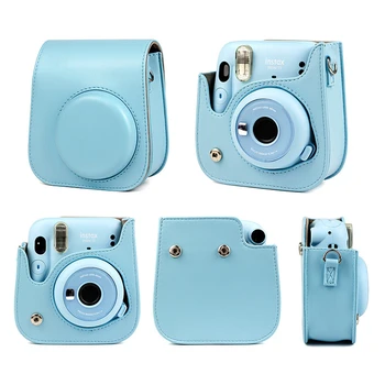 

Solid Color Camera Bag For Fuji Fujifilm Instax Polaroid Mini11 Mini 11 Instant Camera Case Solid Colors PU Leather Shoulder Bag
