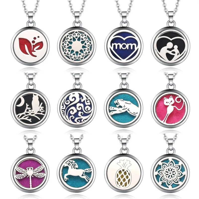 Tree Of Life Aroma Box Necklace Magnetic Stainless Steel Aromatherapy Essential Oil Diffuser Perfume Box Locket Pendant Jewelry