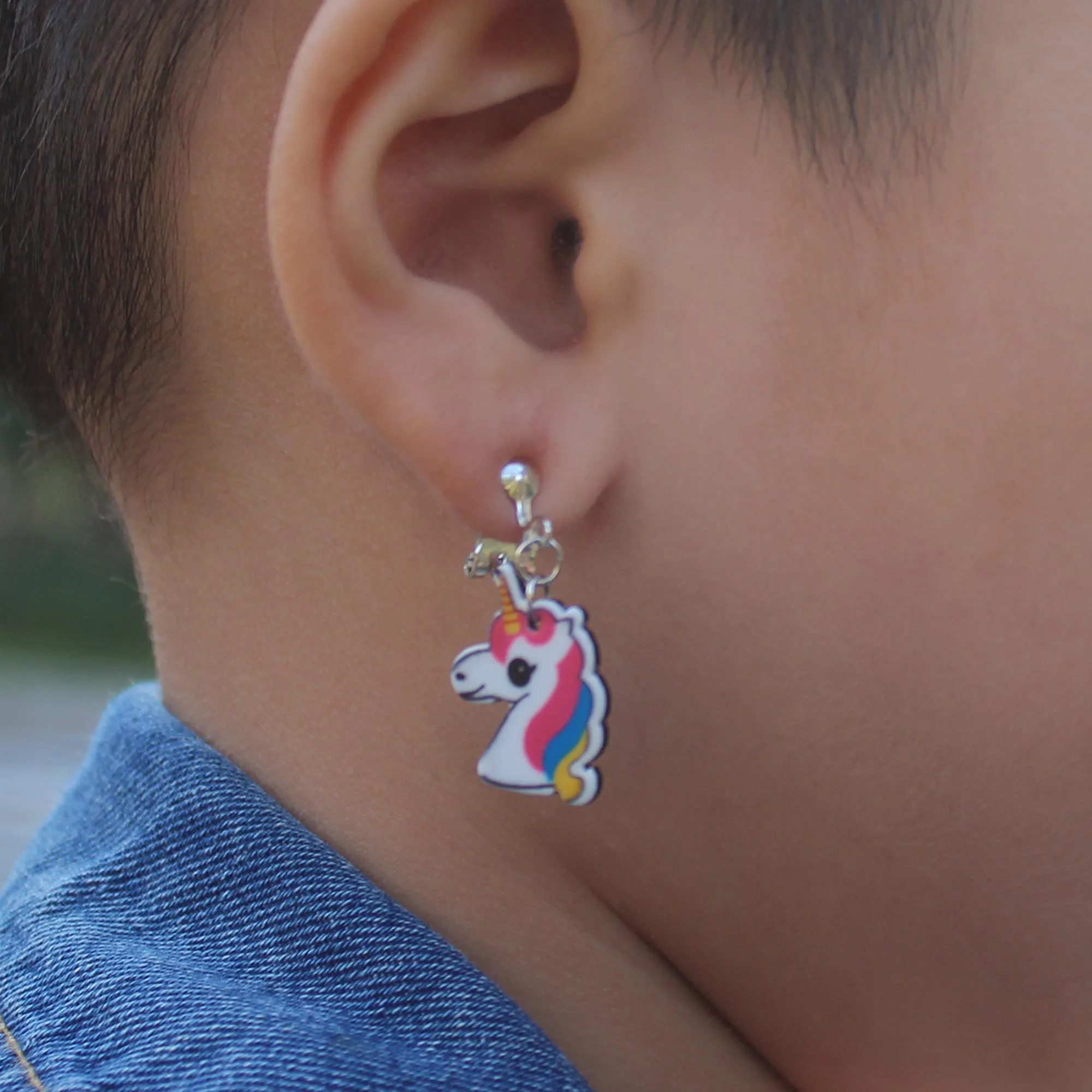 Pink And White Unicorn Clip On Earrings  Silverblingie