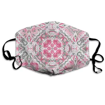 

Face Mask Bohemian Hexagon Pink Flowers Great Cycling Half Face Earloop Dust Mask for Boys