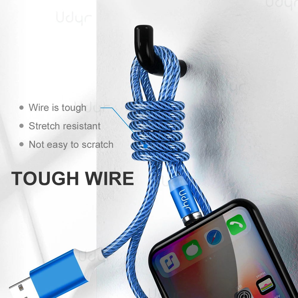 Магнитный кабель Udyr со светодиодной подсветкой Micro USB Type C для быстрой зарядки
