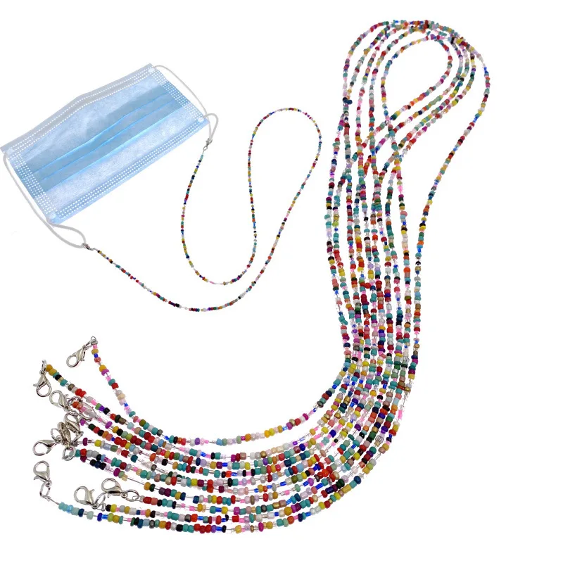 Mask Lanyard Mask Anti-Separation Rope Colored Beads Lanyard Anti-lost Anti-drop Mask Hanging Neck Rop Halter Ropes
